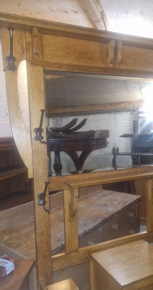 EARLY 20TH CENTURY LIGHT OAK ARTS AND CRAFTS HALLSTAND - ADDITIONAL PHOTO 5