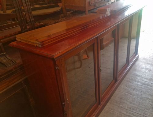 LARGE LATE VICTORIAN MAHOGANY 4 DOOR BOOKCASE CABINET - ADDITIONAL PHOTO 3