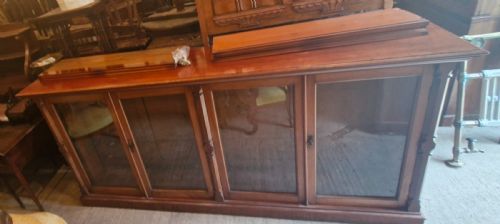 LARGE LATE VICTORIAN MAHOGANY 4 DOOR BOOKCASE CABINET - ADDITIONAL PHOTO 6