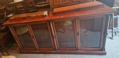 LARGE LATE VICTORIAN MAHOGANY 4 DOOR BOOKCASE CABINET - ADDITIONAL PHOTO 8