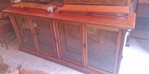LARGE LATE VICTORIAN MAHOGANY 4 DOOR BOOKCASE CABINET - ADDITIONAL PHOTO 11