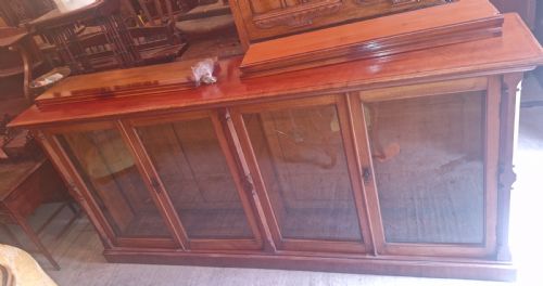LARGE LATE VICTORIAN MAHOGANY 4 DOOR BOOKCASE CABINET - ADDITIONAL PHOTO 13