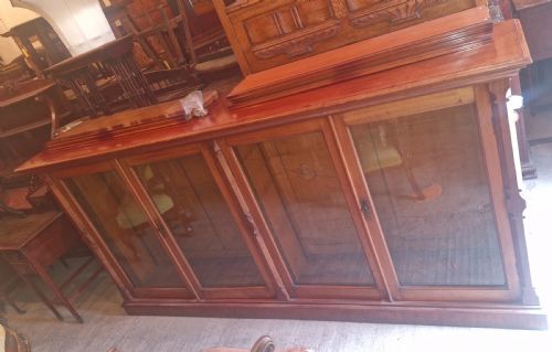 LARGE LATE VICTORIAN MAHOGANY 4 DOOR BOOKCASE CABINET - ADDITIONAL PHOTO 18