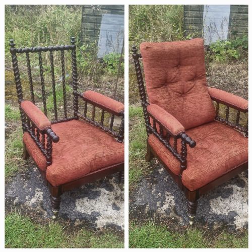 Regency Rosewood Turned Framed Spindle Back Armchair.