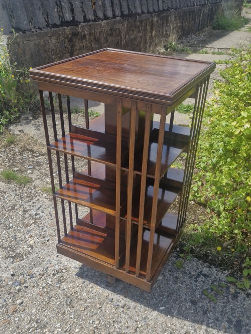 Large 4 Tier Oak Revolving Bookcase.