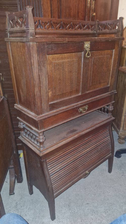 LATE VICTORIAN OAK WRITING BUREAU DESK - ADDITIONAL PHOTO 6