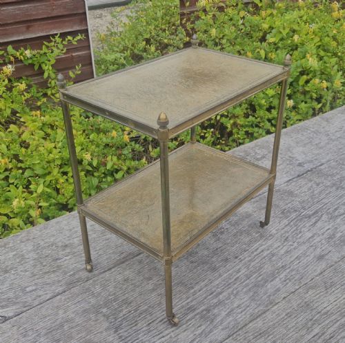 Brass Framed and Leather 2 Tier Etagere.