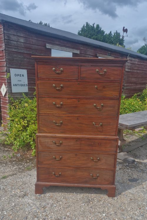 Late Georgian Mahogany Tallboy Cheat of Drawers.