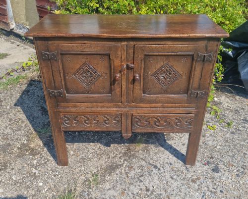 Carved Ipswich Oak Side Cabinet