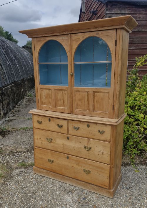 19th Century Pine 2 Part Kitchen Chest Cupboard.