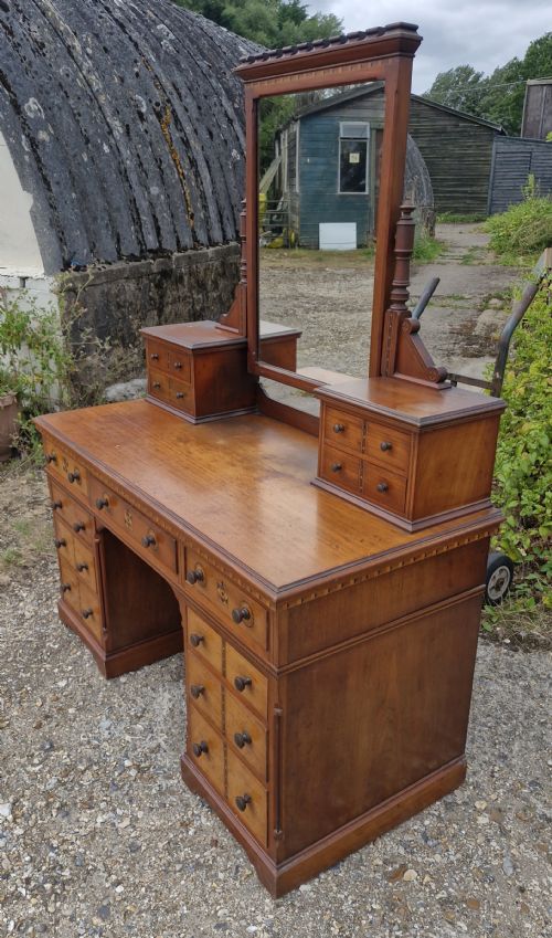VICTORIAN INLAID AESTHETIC MOVEMENT KNEEHOLE DRESSING TABLE - ADDITIONAL PHOTO 6