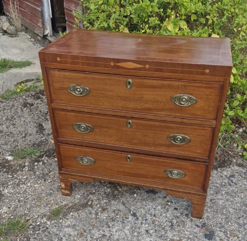 Small Regency Inlaid Mahogany Country Made Chest of Drawers.