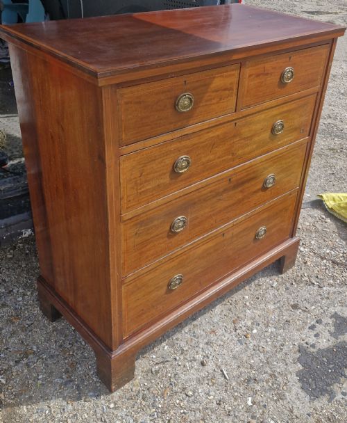 EDWARDIAN INLAID MAHOGANY CHEST OF DRAWERS - ADDITIONAL PHOTO 4