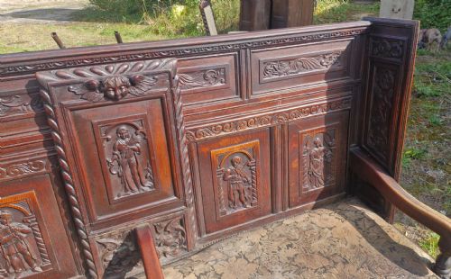GOOD CARVED OAK HALL SEAT - ADDITIONAL PHOTO 11