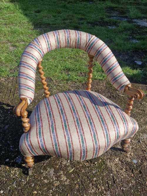 Victorian Barley Twist Framed Low Seat Bedroom Chair.