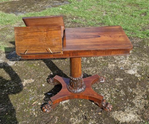 Early Victorian Rosewood Pedestal Reading Table.