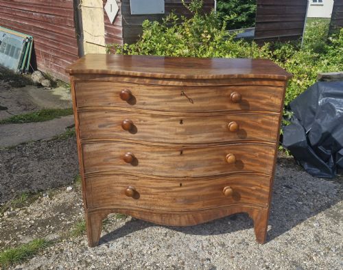 EARLY 19TH CENTURY INLAID MAHOGANY SERPENTINE FRONT CHEST OF DRAWERS - ADDITIONAL PHOTO 7