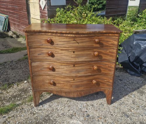 EARLY 19TH CENTURY INLAID MAHOGANY SERPENTINE FRONT CHEST OF DRAWERS - ADDITIONAL PHOTO 8