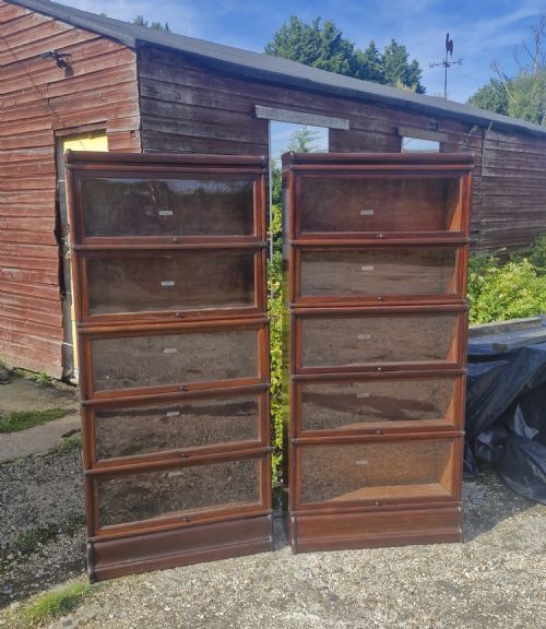 Very Close Pair of Mahogany Globe Wernicke Bookcases