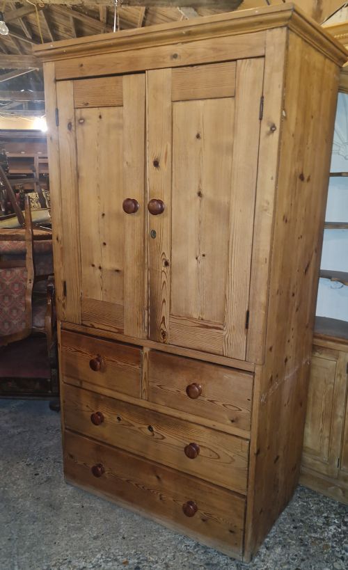 Large Mid 19th Century Pine Housekeepers Cupboard.