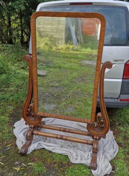 LARGE REGENCY MAHOGANY CHEVAL DRESSING MIRROR - ADDITIONAL PHOTO 3