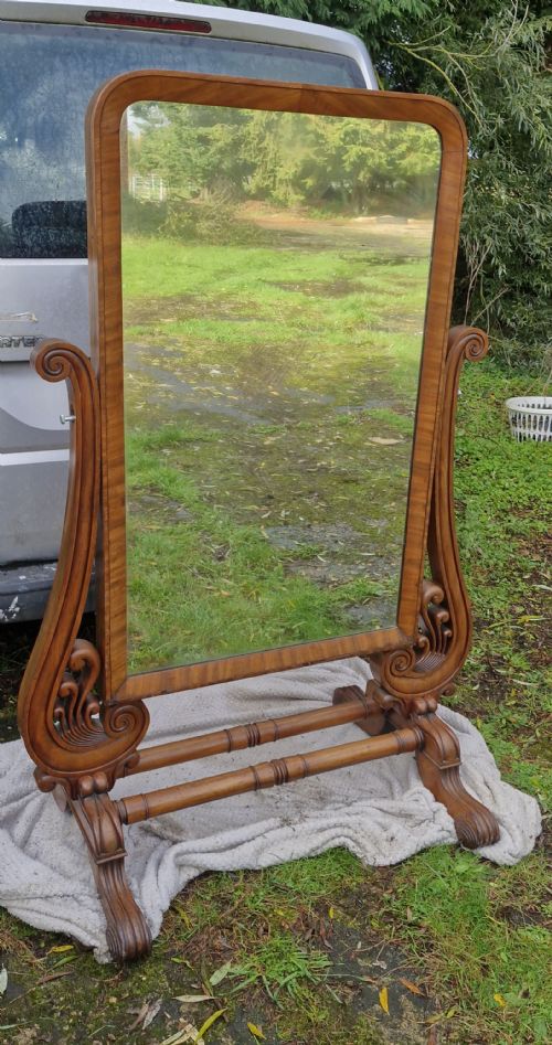 LARGE REGENCY MAHOGANY CHEVAL DRESSING MIRROR - ADDITIONAL PHOTO 4