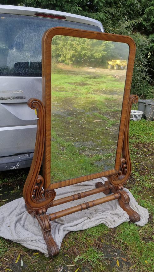 LARGE REGENCY MAHOGANY CHEVAL DRESSING MIRROR - ADDITIONAL PHOTO 10