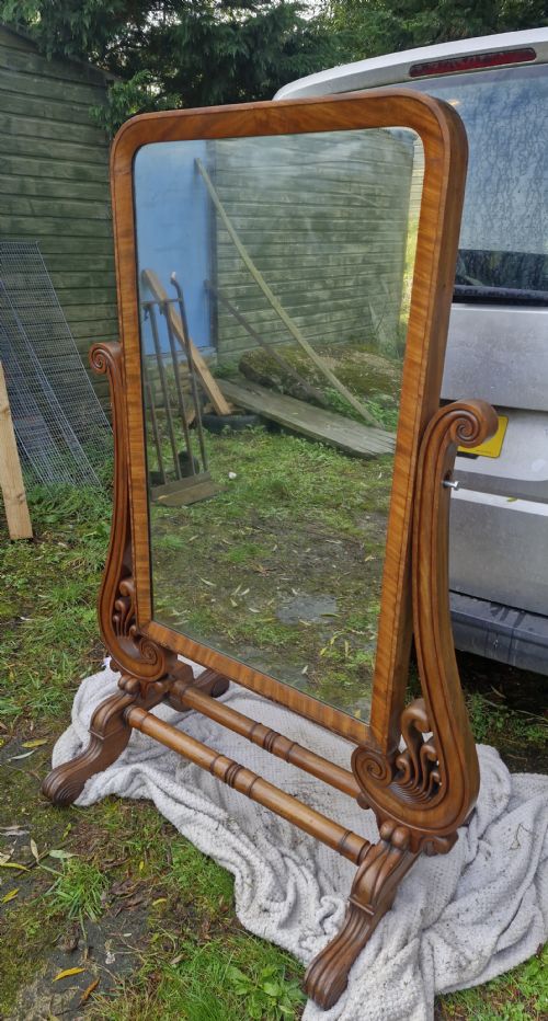 LARGE REGENCY MAHOGANY CHEVAL DRESSING MIRROR - ADDITIONAL PHOTO 11