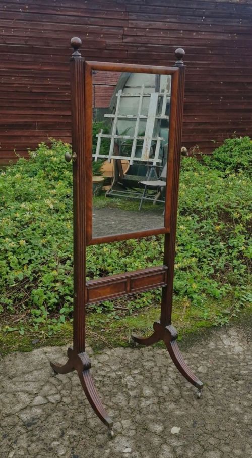 19th Century Mahogany Cheval Dressing Mirror.