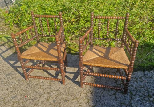 Pair of Bobbin Framed Armchairs