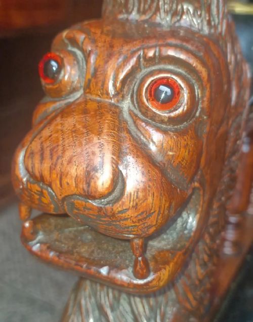 INTERESTING VICTORIAN CARVED OAK LIBRARY ARMCHAIR - ADDITIONAL PHOTO 6