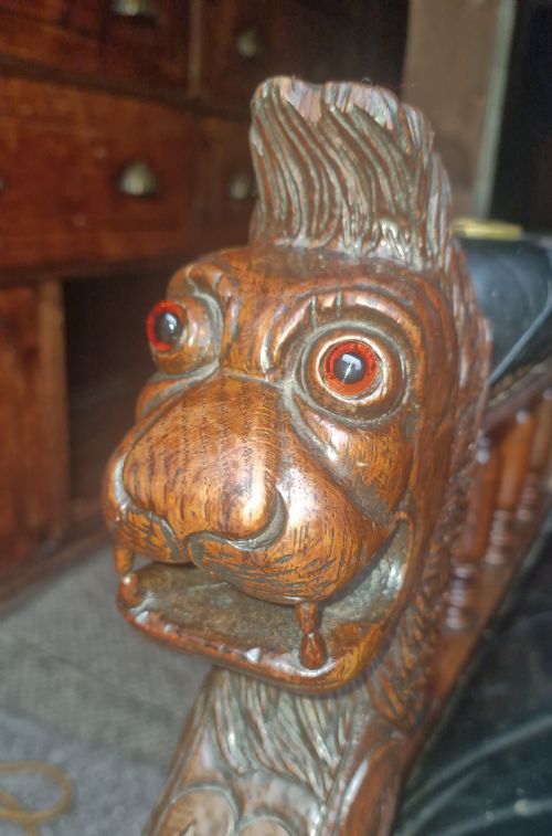 INTERESTING VICTORIAN CARVED OAK LIBRARY ARMCHAIR - ADDITIONAL PHOTO 11