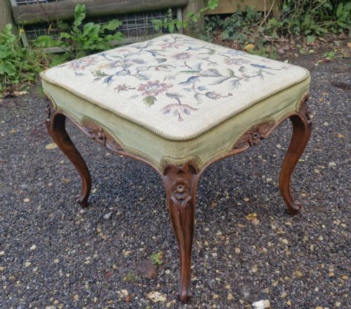 Mid Victorian Walnut Stool .