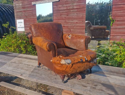 Very Large Upholstered Library Armchair in the Style of Howard.