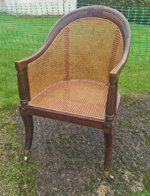 Regency Simulated Rosewood Caned Bergere Armchair.