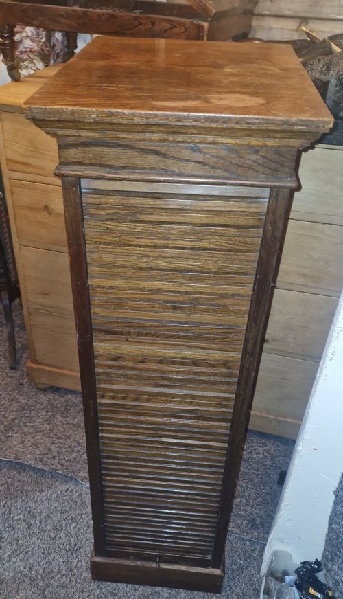 EARLY 20TH CENTURY OAK TAMBOUR FRONT FILING OFFICE CABINET - ADDITIONAL PHOTO 3
