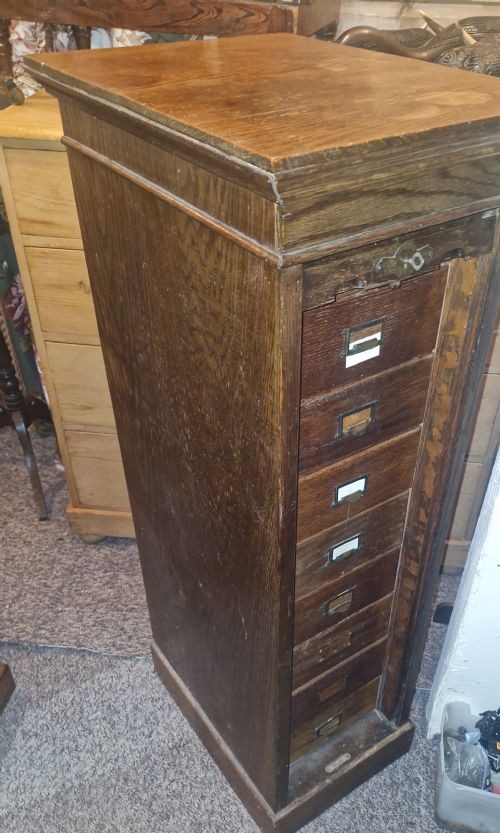 EARLY 20TH CENTURY OAK TAMBOUR FRONT FILING OFFICE CABINET - ADDITIONAL PHOTO 5