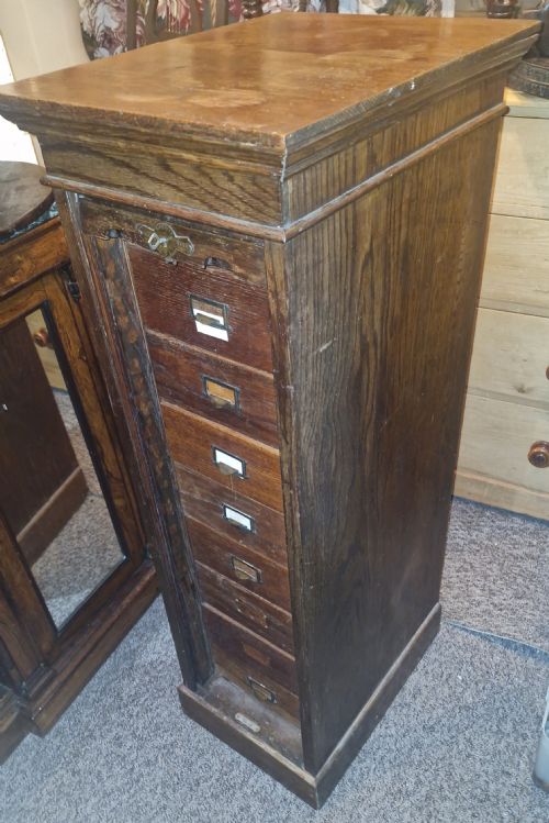 EARLY 20TH CENTURY OAK TAMBOUR FRONT FILING OFFICE CABINET - ADDITIONAL PHOTO 8