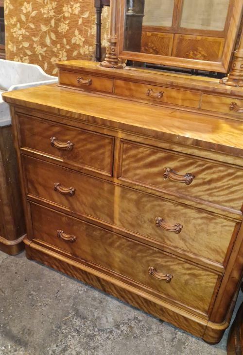 VICTORIAN SATINBIRCH DRESSING CHEST WITH CANDLE SCONES - ADDITIONAL PHOTO 2