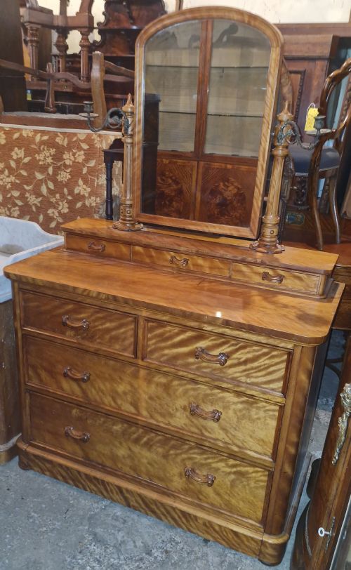 VICTORIAN SATINBIRCH DRESSING CHEST WITH CANDLE SCONES - ADDITIONAL PHOTO 8