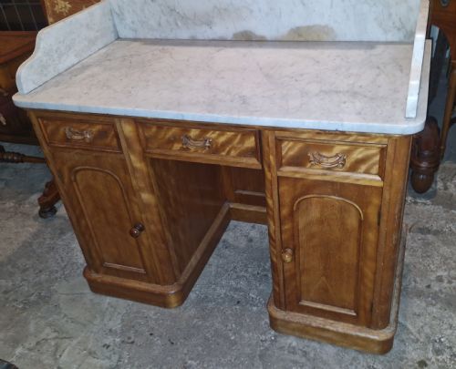 VICTORIAN SATINBIRCH MARBLE TOP WASHSTAND - ADDITIONAL PHOTO 5