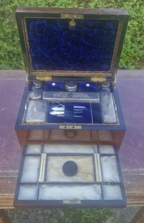 Mid 19th Century Rosewood Cased Dressing Table/vanity Set.