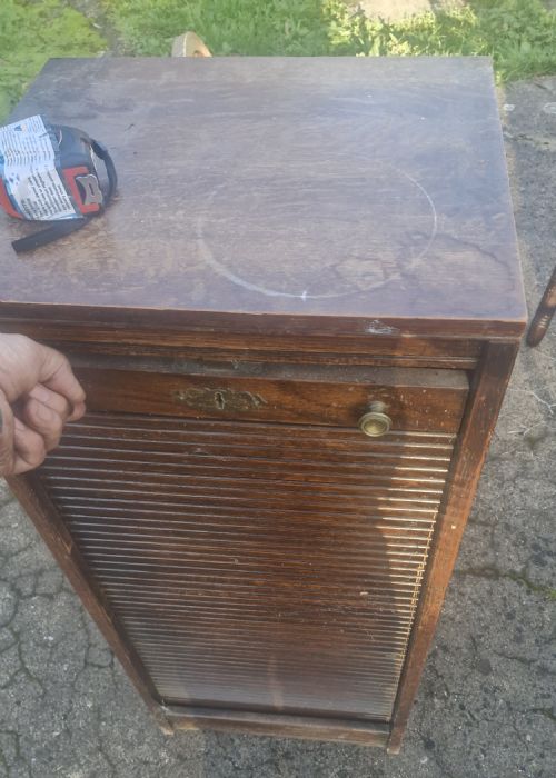 1930S OAK TAMBOUR FRONT OFFICE FILING CABINET - ADDITIONAL PHOTO 2