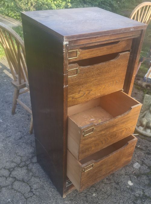 1930S OAK TAMBOUR FRONT OFFICE FILING CABINET - ADDITIONAL PHOTO 5
