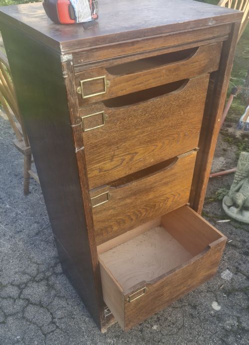1930S OAK TAMBOUR FRONT OFFICE FILING CABINET - ADDITIONAL PHOTO 6