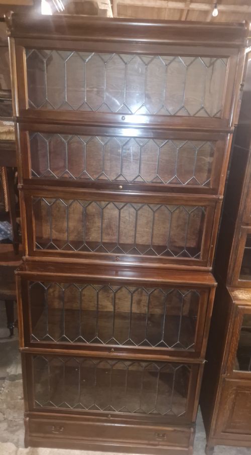 Mahogany Leaded Glazed 5 Section Globe Wernicke Bookcase.
