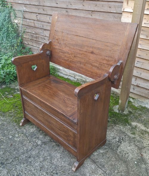 Edwardian Oak Monks Hall Seat