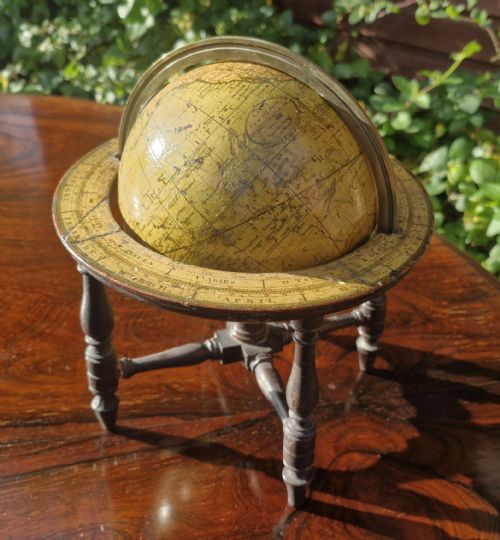 Rare 6 Inch 19th Century Cary Table Top Globe and Stand.