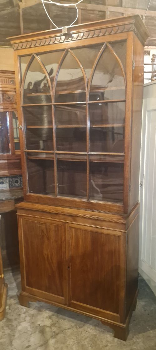 Elegant Regency Mahogany 2 Part  Bookcase Cabinet.