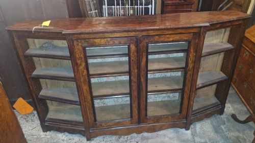 Victorian Walnut Bookcase Cabinet.